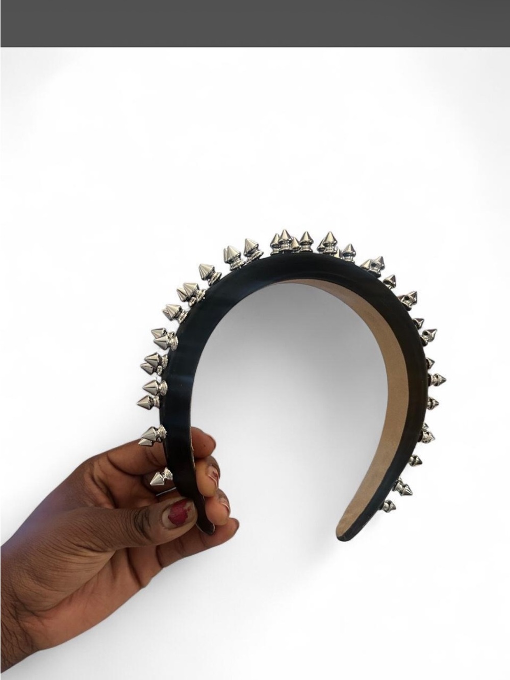 Black Spike Embellished Headband - Edgy Hair Accessory